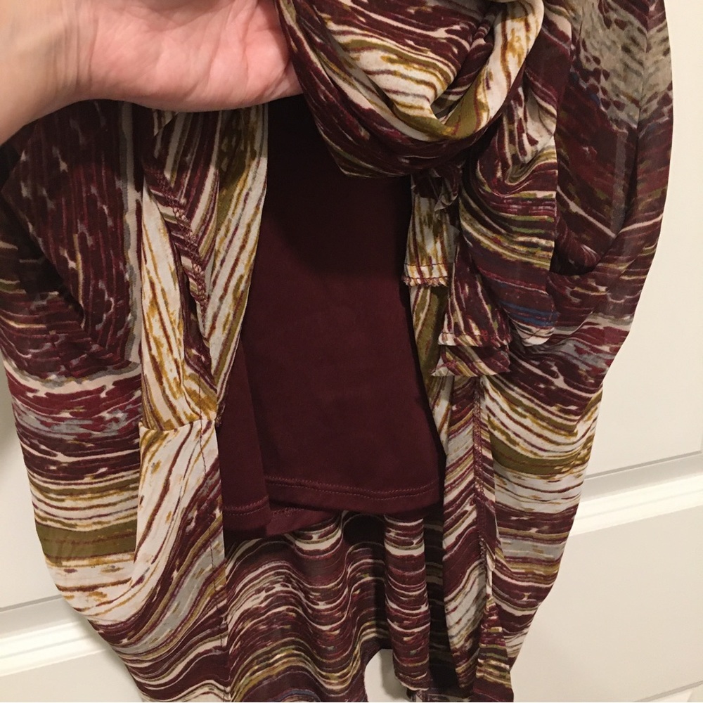 HEART SOUL Asymmetrical Dress - Midi, Burgundy / Maroon, Gold, Blue, Gray, Small - Picture 5 of 8